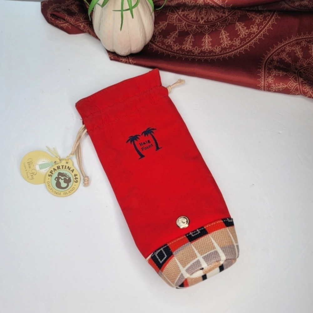 Spartina Wine Bag Linen & Suede Red NWT